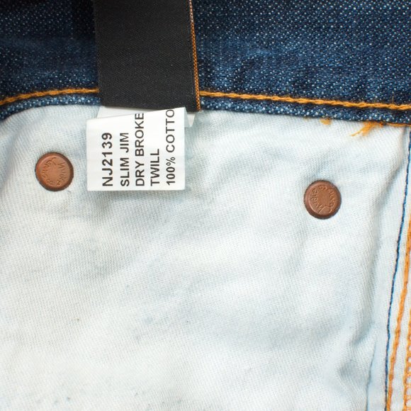 🇮🇹 Nudie 28 Slim Jim Dry Broken Twill Cotton Jean - Picture 8 of 9